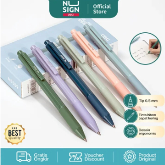 

Deli Nusign Gel Pen / Gel Pen Cetek 0.5mm Tinta Hitam Warna Pastel NS559