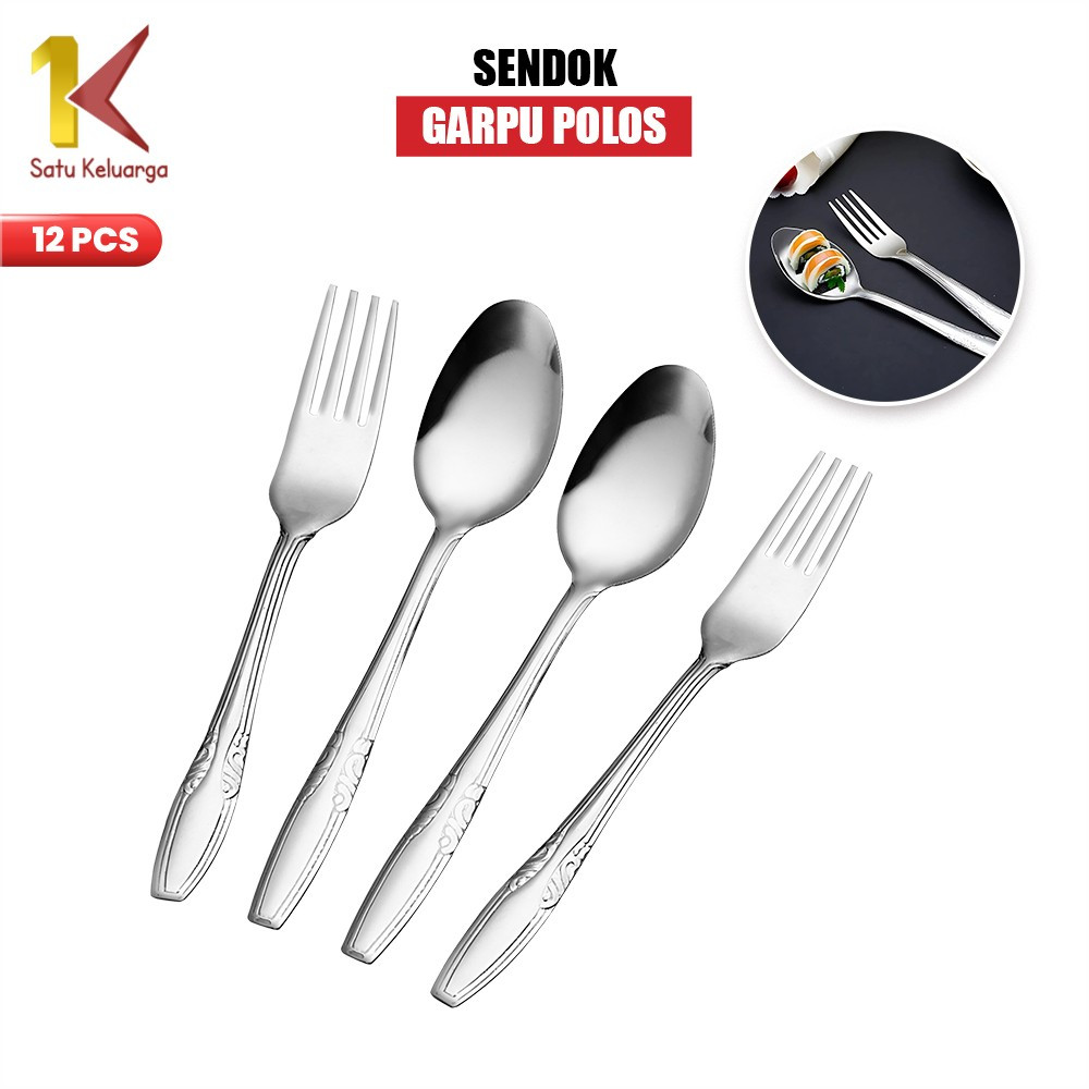 Satu Keluarga Sendok Garpu 12 Pcs C1215 Alat Makan Selusin Polos Stainless Anti Karat