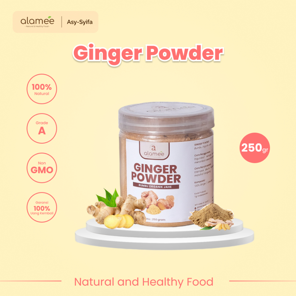 

ALAMEE Jahe Bubuk Ginger Powder Rempah Rimpang Kemasan Toples 250gr Murni Bumbu Organik Non Msg