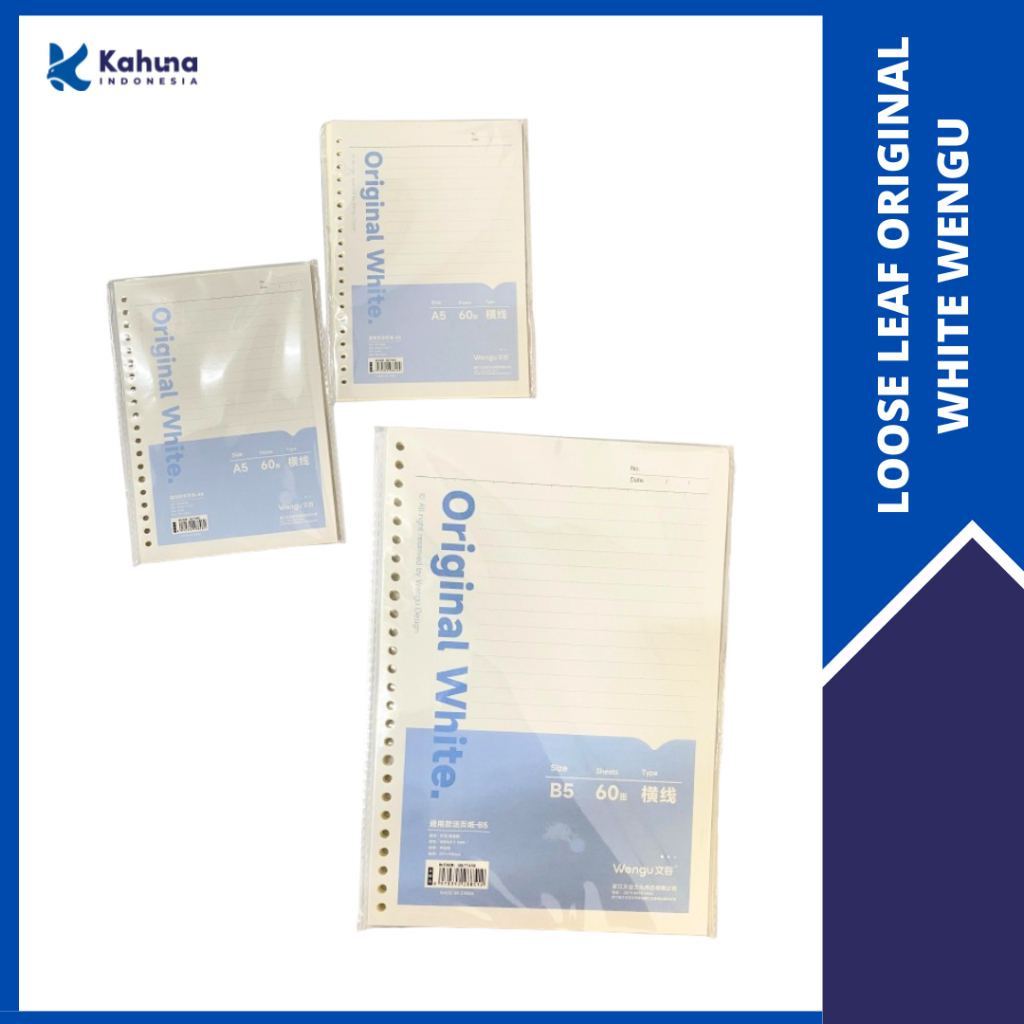 

Loose Leaf Wngu A5 B5 Original White / isi refil Kertas Binder B5 A5 Warna White Wengu halus