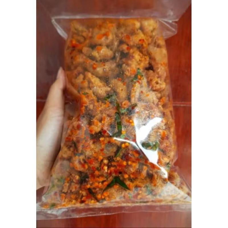 

Snack Fantasy | 1 kg Kulit Ayam Krispy pedas daun jeruk Murah