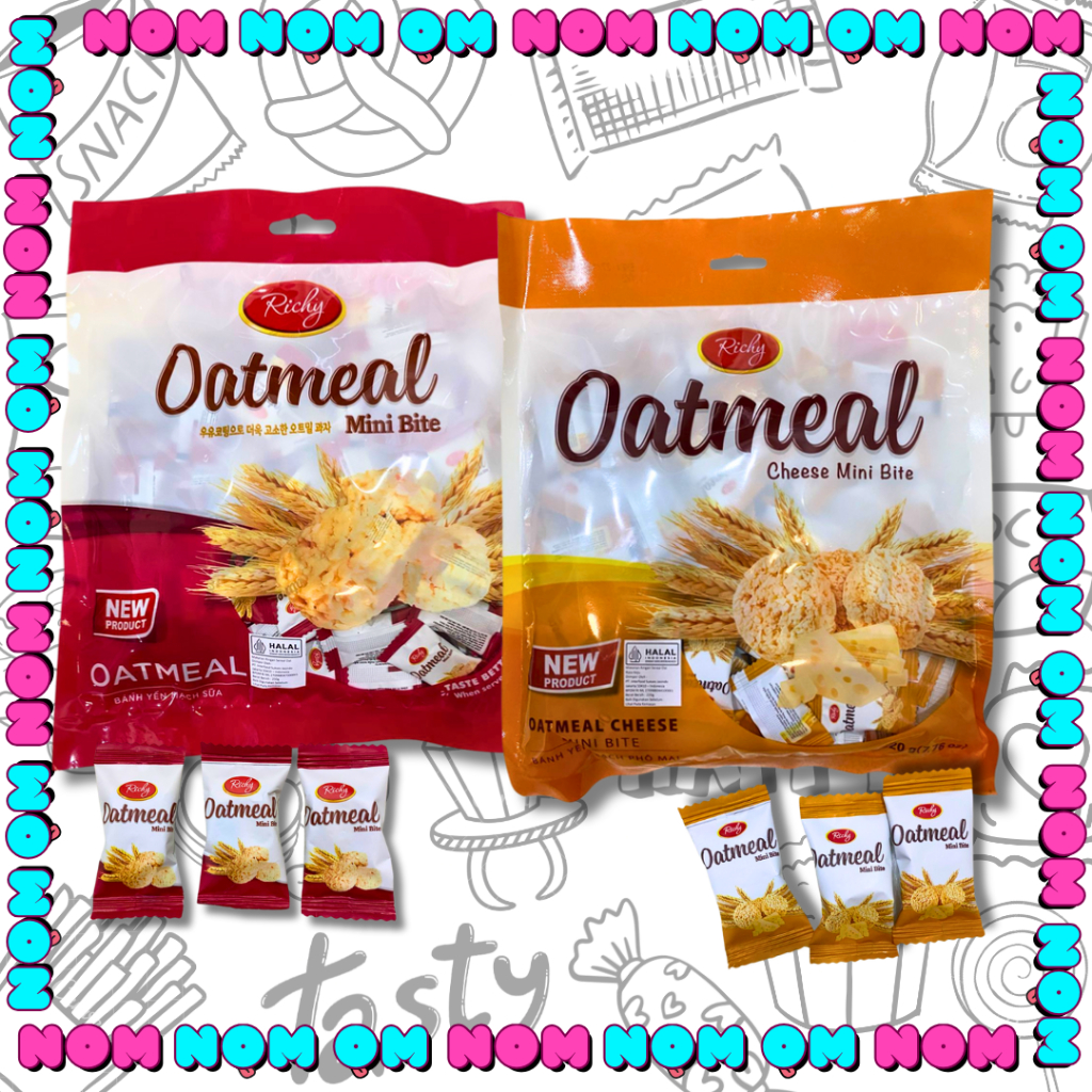 

Richy Oatmeal [250G & 220g] Mini Bite Original & Cheese - Snack Oat Manis