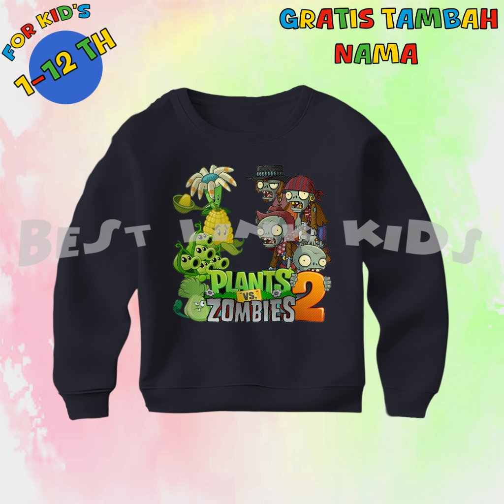 Sweater Anak Costum Plant vs Zombie Crewneck Anak Plant vs Zombie