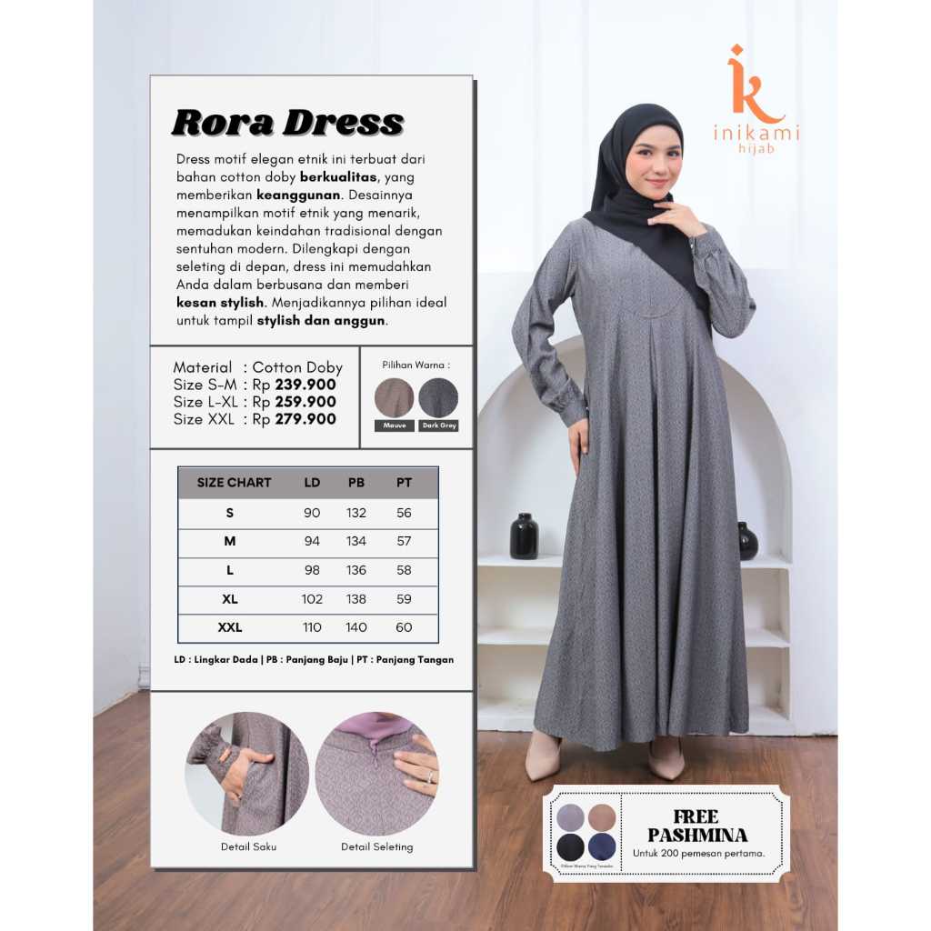 GAMIS RORA DRESS BY INIKAMI/GAMIS REMAJA KEKINIAN GAMIS SIMPLE