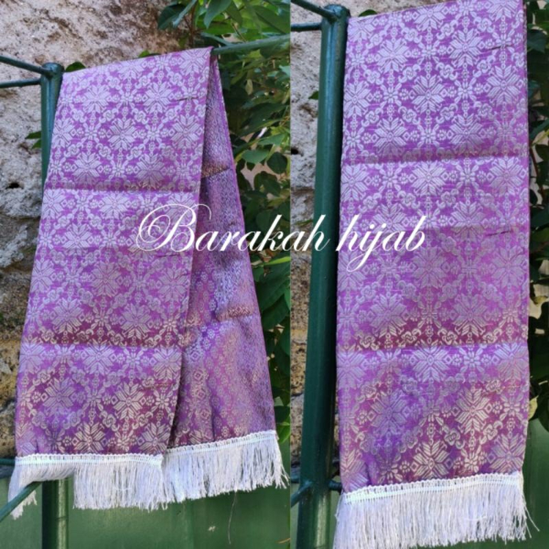 Satu Set Rok Songket Selendang segiempat glamor Ciput Cardigan Outer Bawahan Model Tradisional Tenun