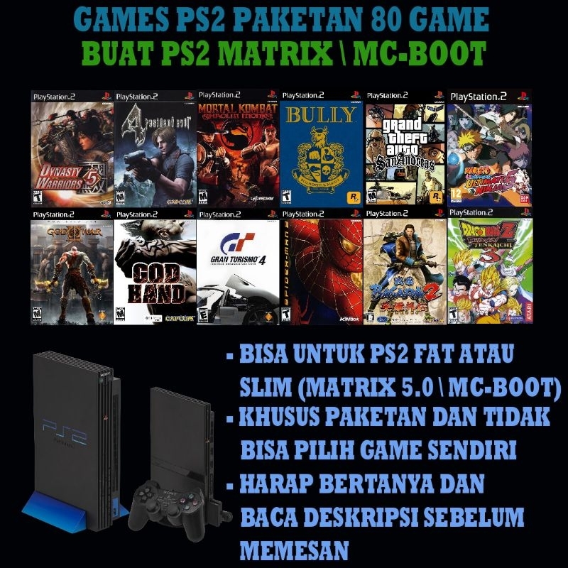 Paket Game PS2 Isi 80 Judul Buat PS2 Semua Seri Slim-Fat