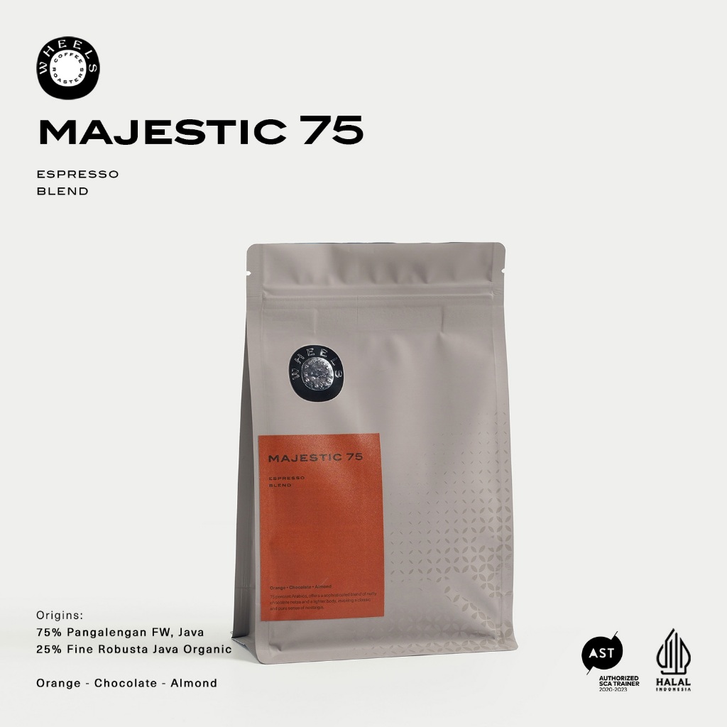 

Majestic 75 Espresso Blend 75 Arabica 25 Robusta Wheels Coffee Roasters