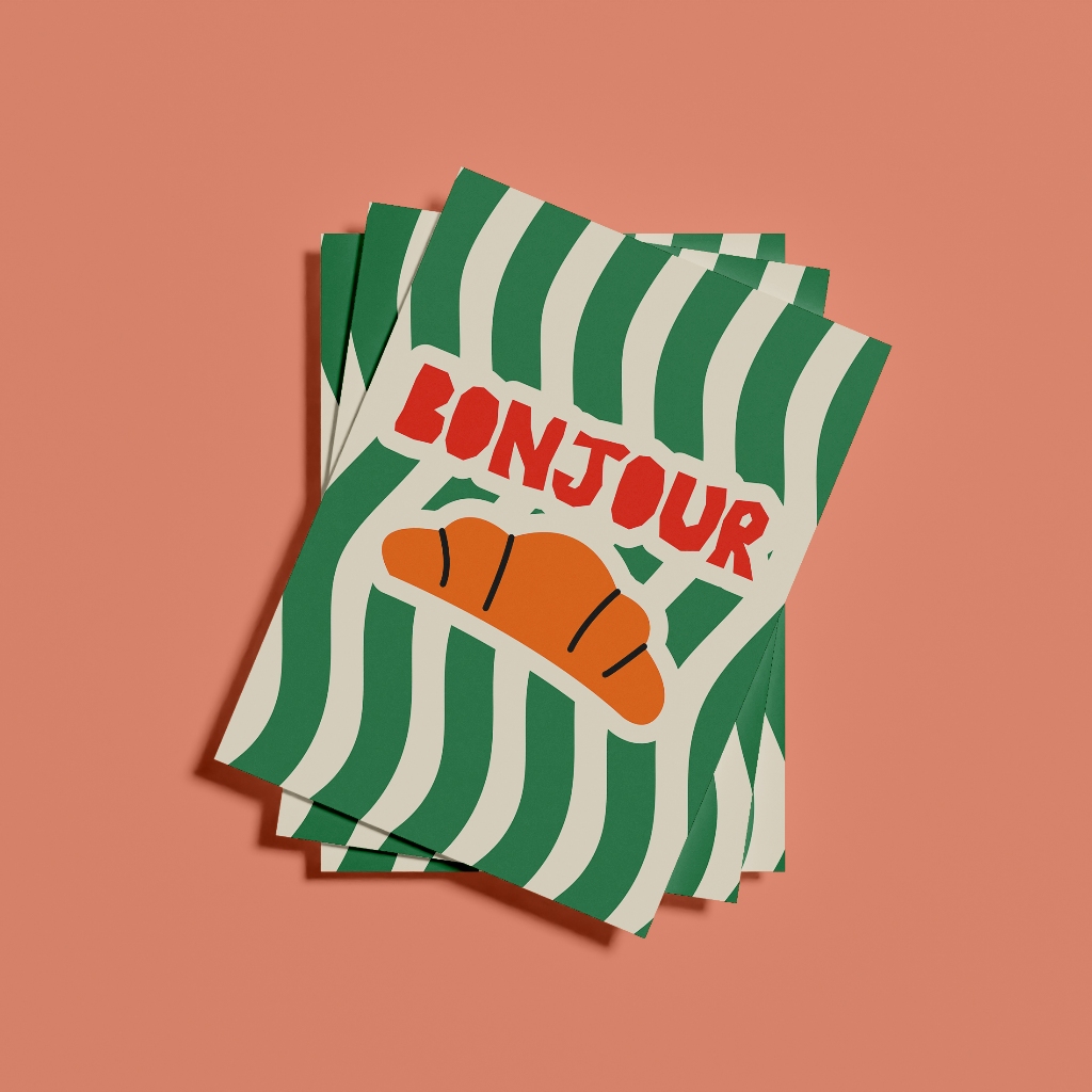 Bonjour Poster A3 Aesthetic Art Poster Quotes  - Poster Dinding Poster Frame Wall Art Lukisan Dindin