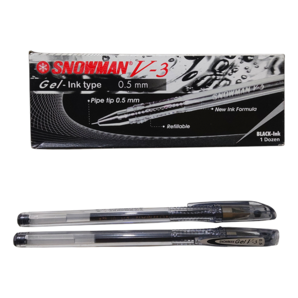 

(1 PAK) Bolpoin / Pulpen Gel Snowman V3 Tinta Hitam