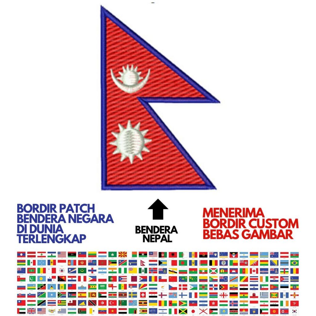 PATCH BORDIR BET FLAG / BENDERA BENUA ASIA NEGARA NEPAL