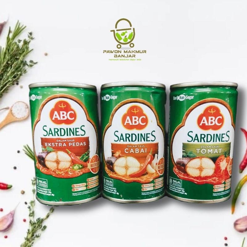 

ABC SARDINES / SARDEN KEMASAN KALENG 155 GR