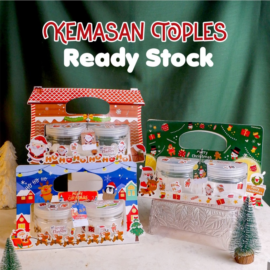

READY - 6PCS Kotak Kemasan Toples Double Tabung Box Kue Kering Christmas Natal 400ml Readystock