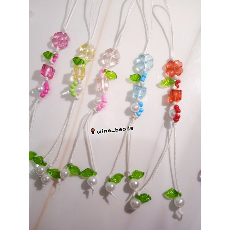 (wine_beads)READY STOK gantungan hp bungan transparan/gantungan korea/gantungan lucu/gantungan tas l