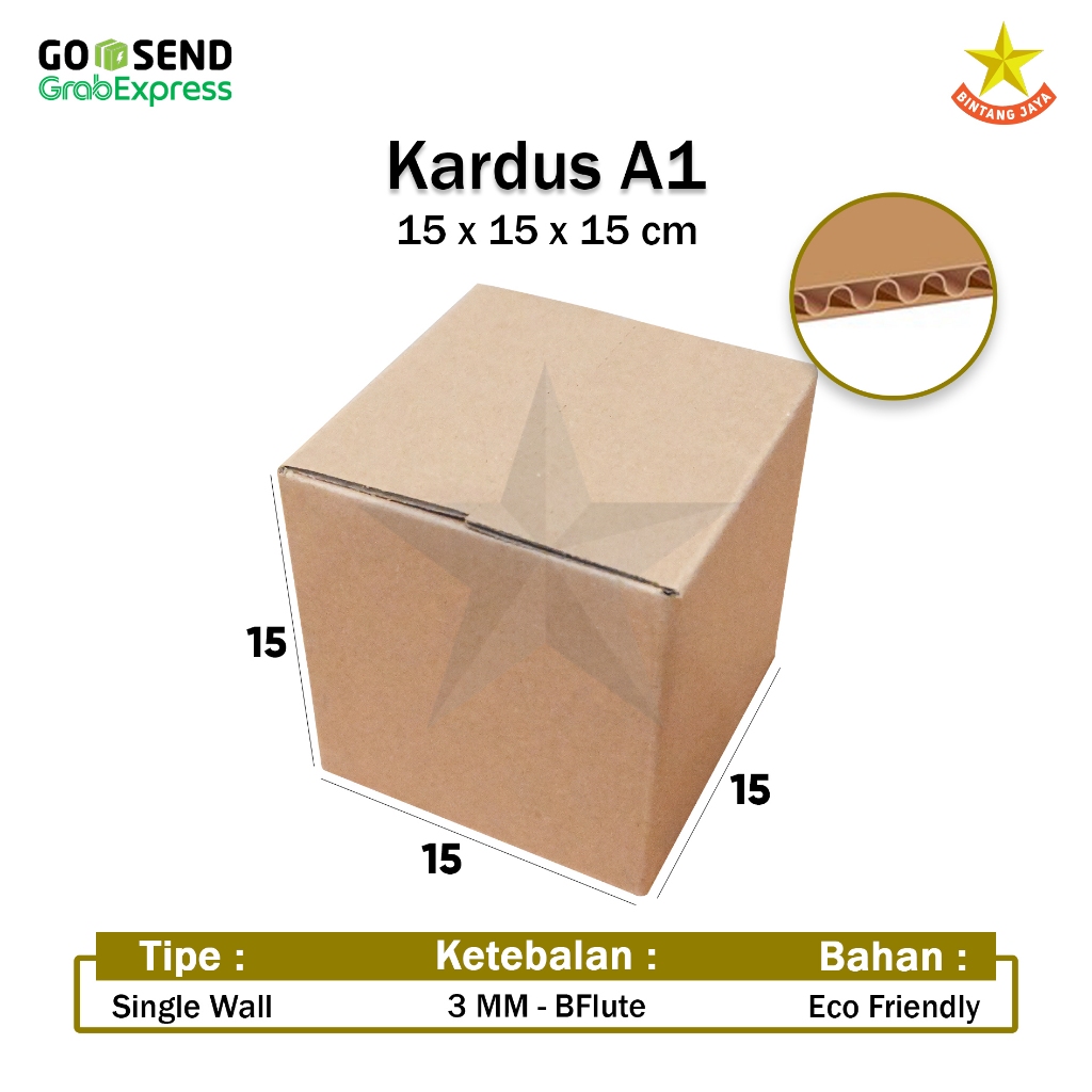 

Kardus Box Karton Kotak Dus Packing Polos Uk. 15x15x15 BFlute Tebal 3 mm