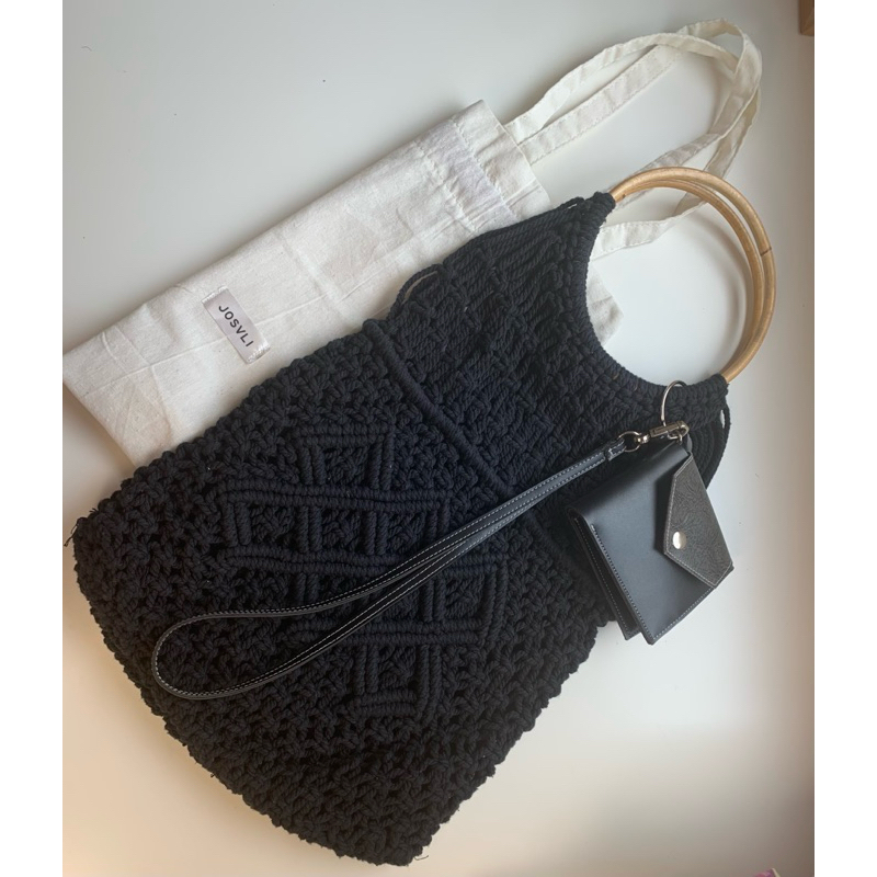 Josvli Black Knit Bag