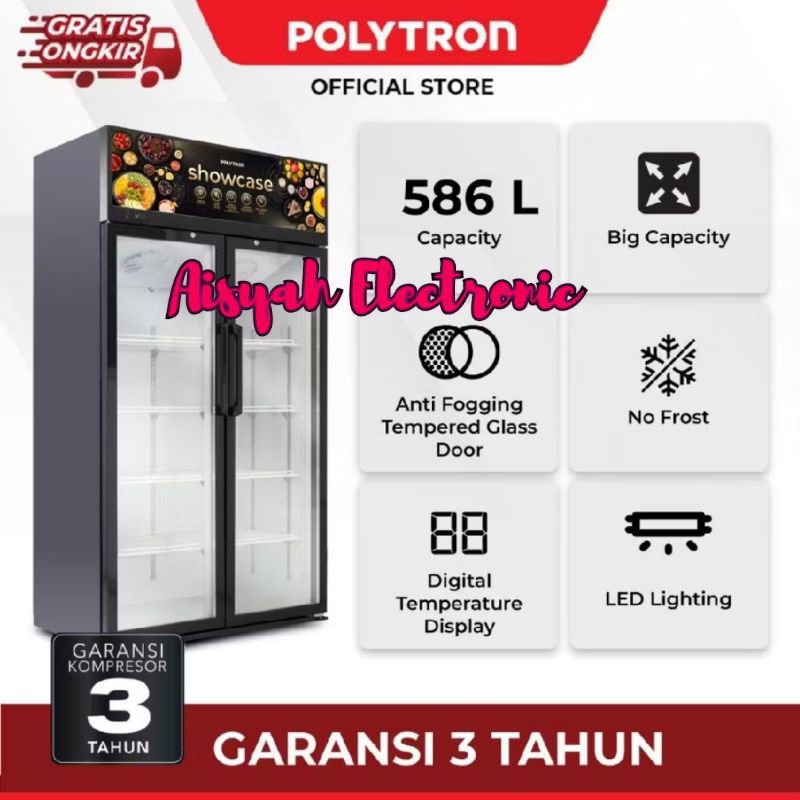 SHOWCASE POLYTRON 2 PINTU SCN-610 GARANSI RESMI