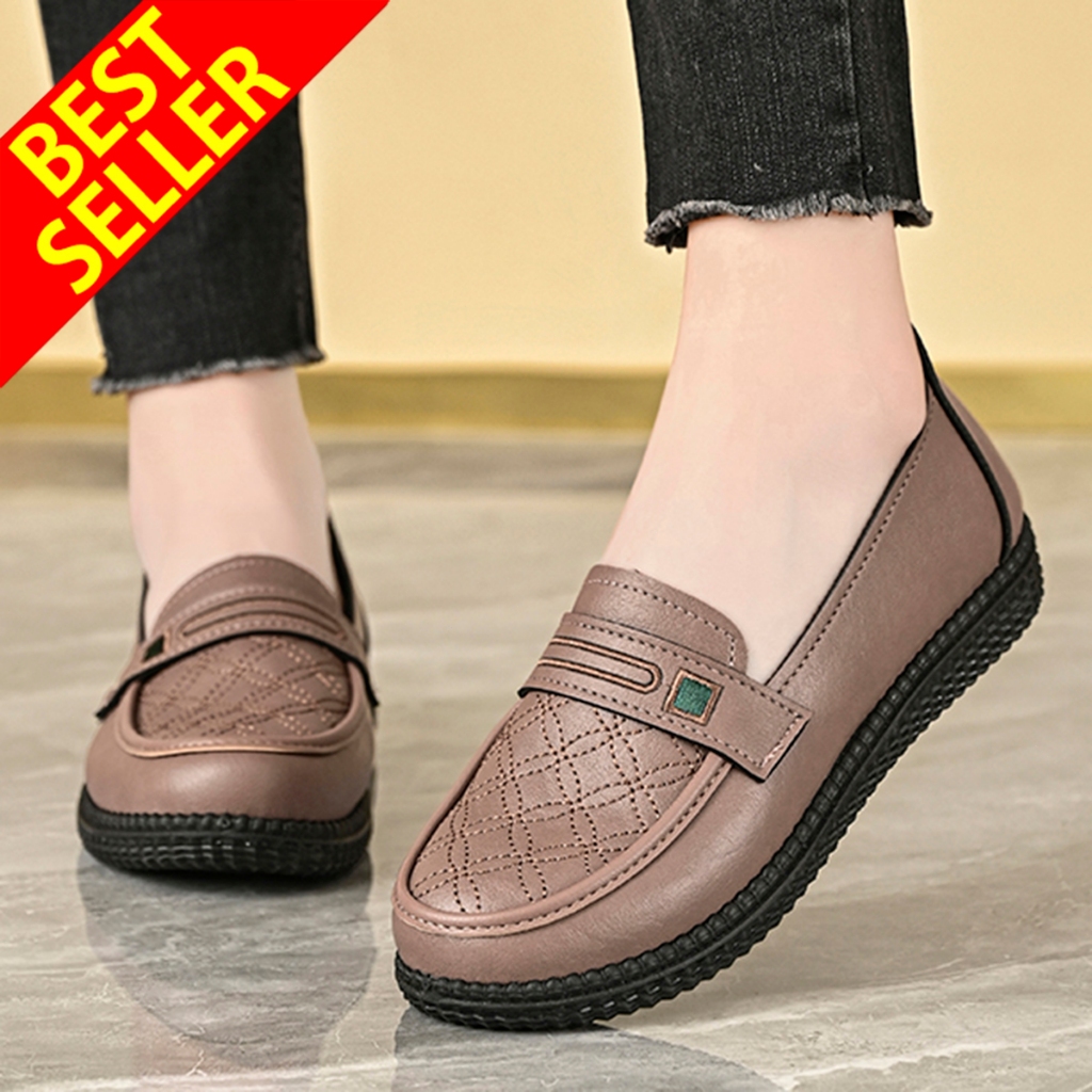 QINGSHUI Sepatu Docmart Flat Shoes Loafers Wanita Sepatu Wanita Kerja