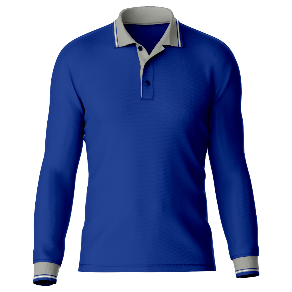 Kaos Polo Kancing 2 Adem Nyaman Premium | Atasan Biru Benhur(BCA) | KERAH ABU | COD | Lengan Panjang
