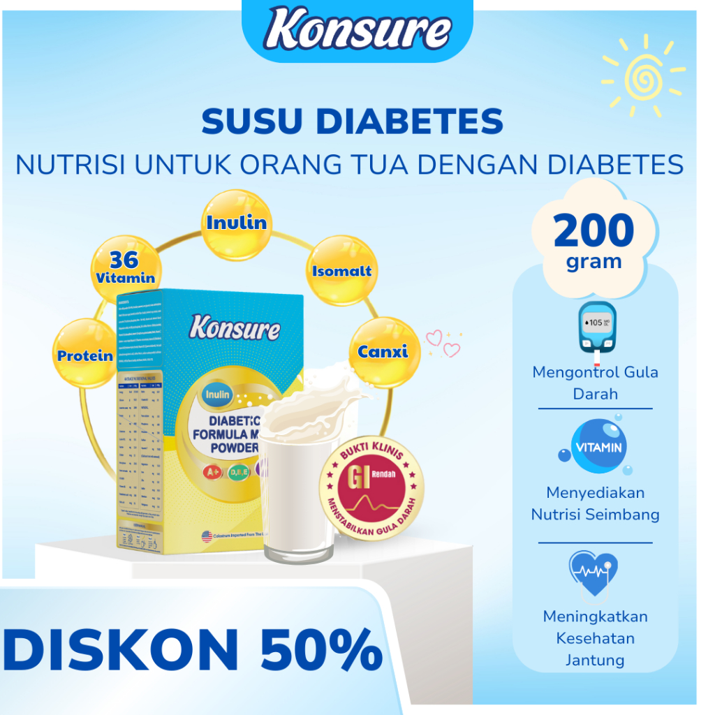 

KONSURE SUSU DIABETES IMPOR 200G | NUTRISI UNTUK DIABETES