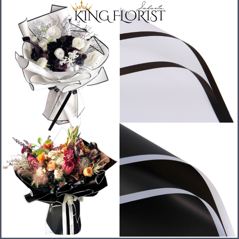 

KB12 FLOWER WRAPPING WHITE & BLACK COLOR (ECER) TRANSPARENT CELLOPHANE KERTAS BUKET BUNGA HAND BOUQUET