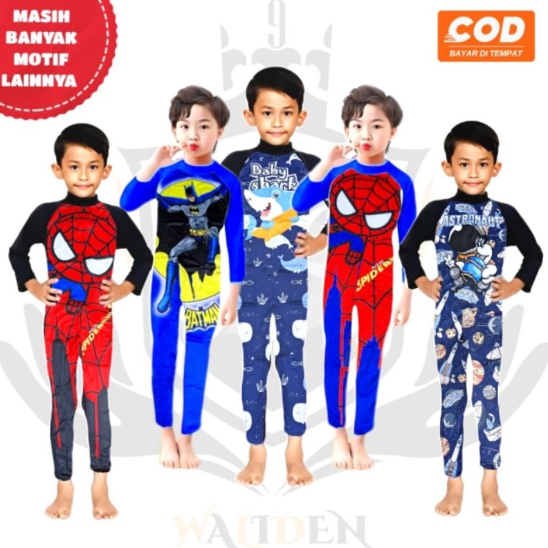 KODE W8U Baju Renang Anak Lengan Panjang Laki Laki Cowok Muslim Karakter Superhero 112 Tahun Murah