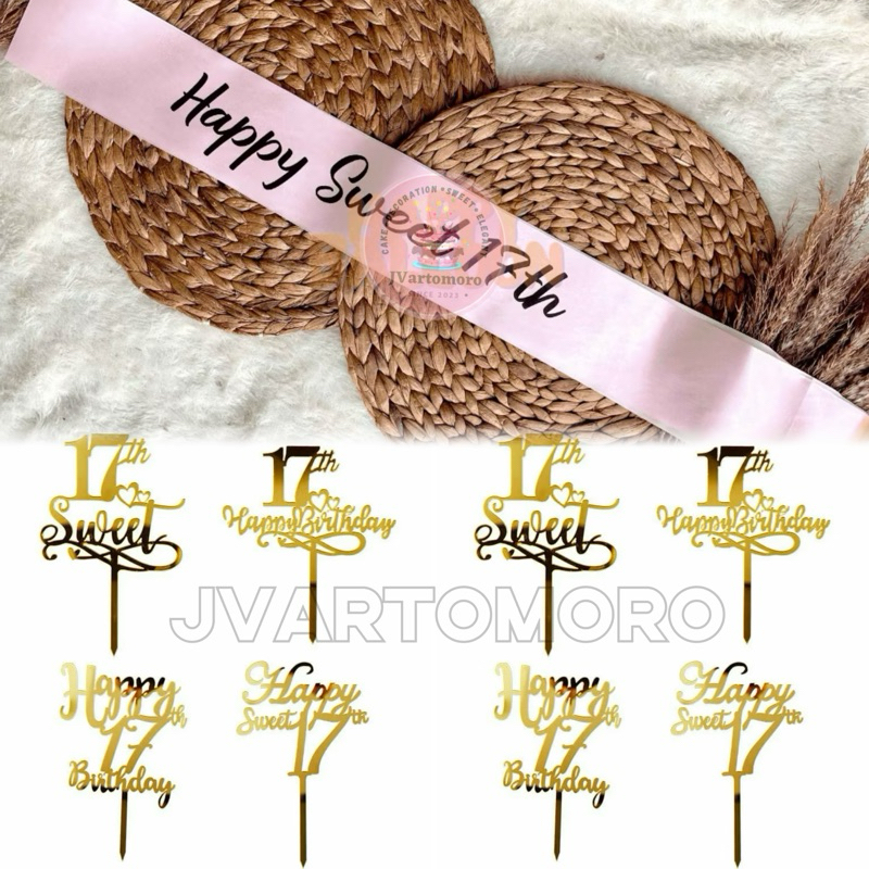 Cake Topper SWEET SEVENTEEN Sash 17 th Birthday