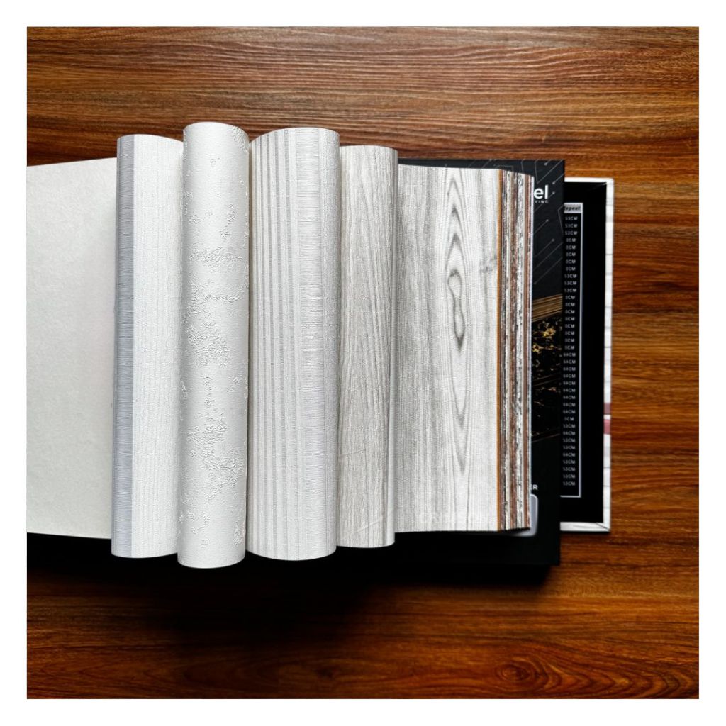 WALLPAPER VINYL DINDING MOTIF WOOD PANEL 3D