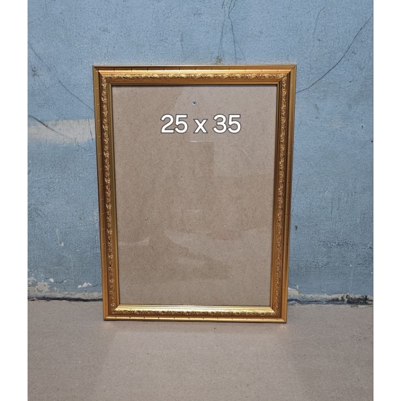 Bingkai Kaca POLOS Gold Ukir & Minimalis Hitam