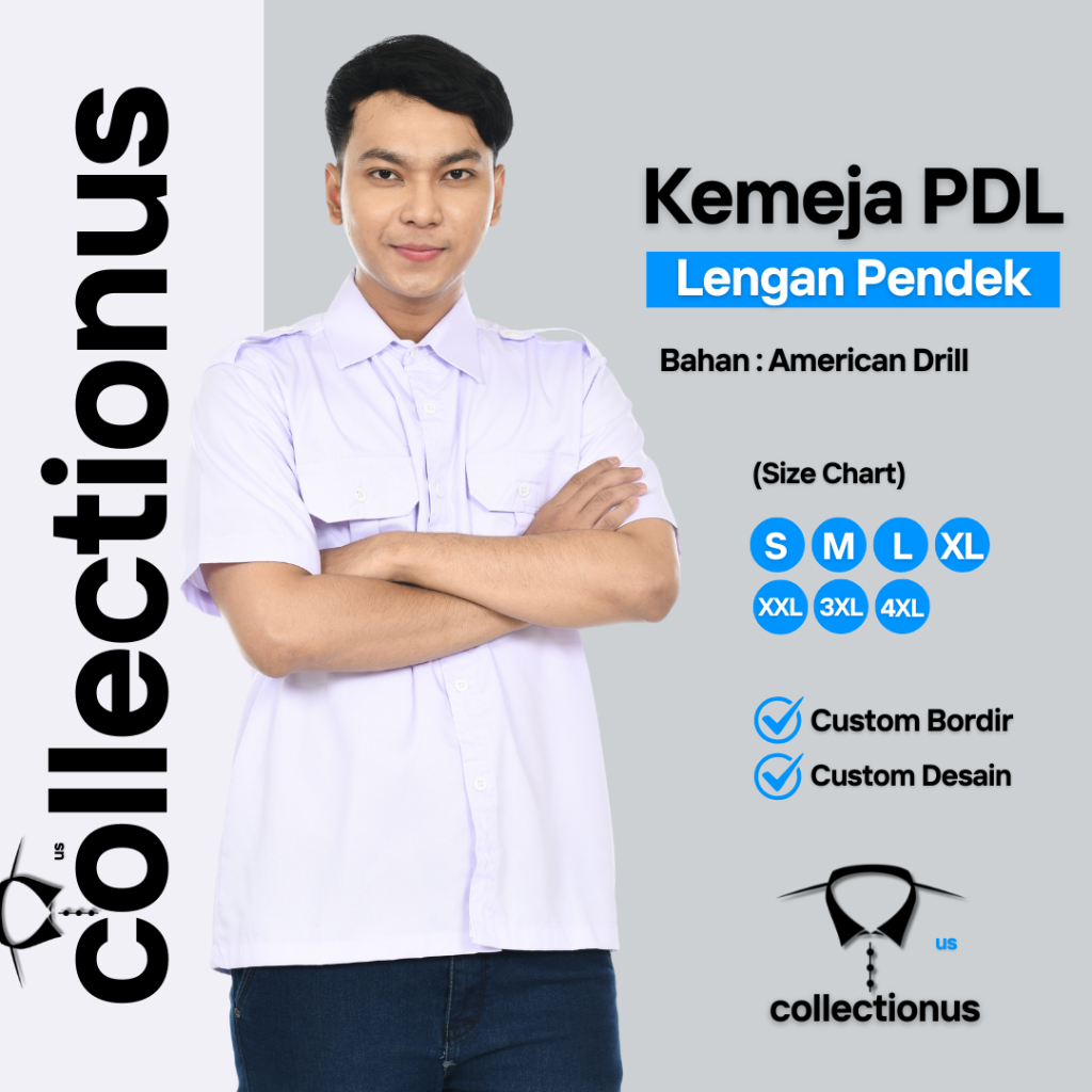 Baju Kemeja PDL White Putih Lengan Pendek Seragam Kerja Dinas Lapangan Outdoor Komunitas Custom Seko