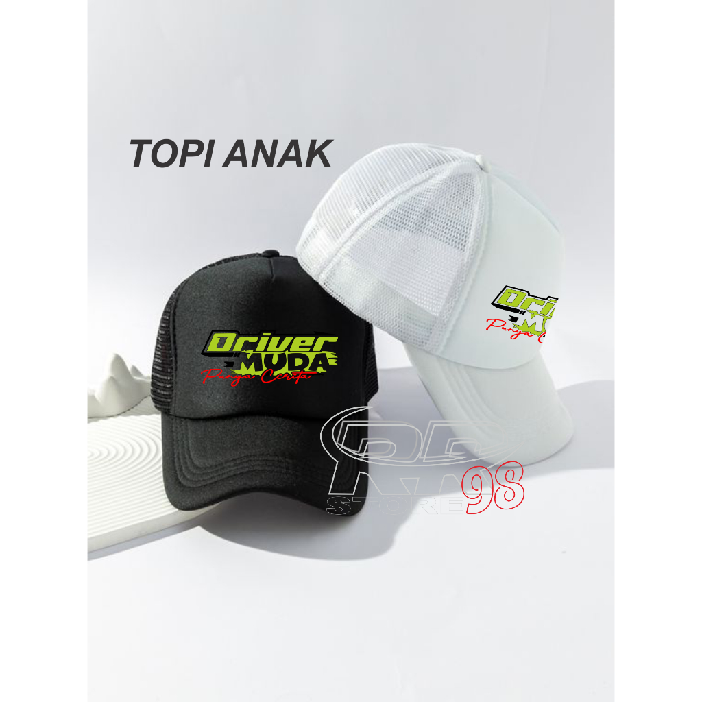 Topi Anak Trucker Keren DRIVER MUDA Usia 3-12 Tahun