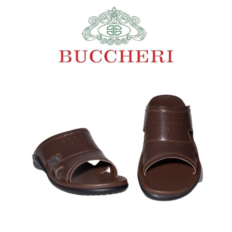 BUCCHERI CHIDI Sandal Selop Pria Full Kulit-Brown-s5161