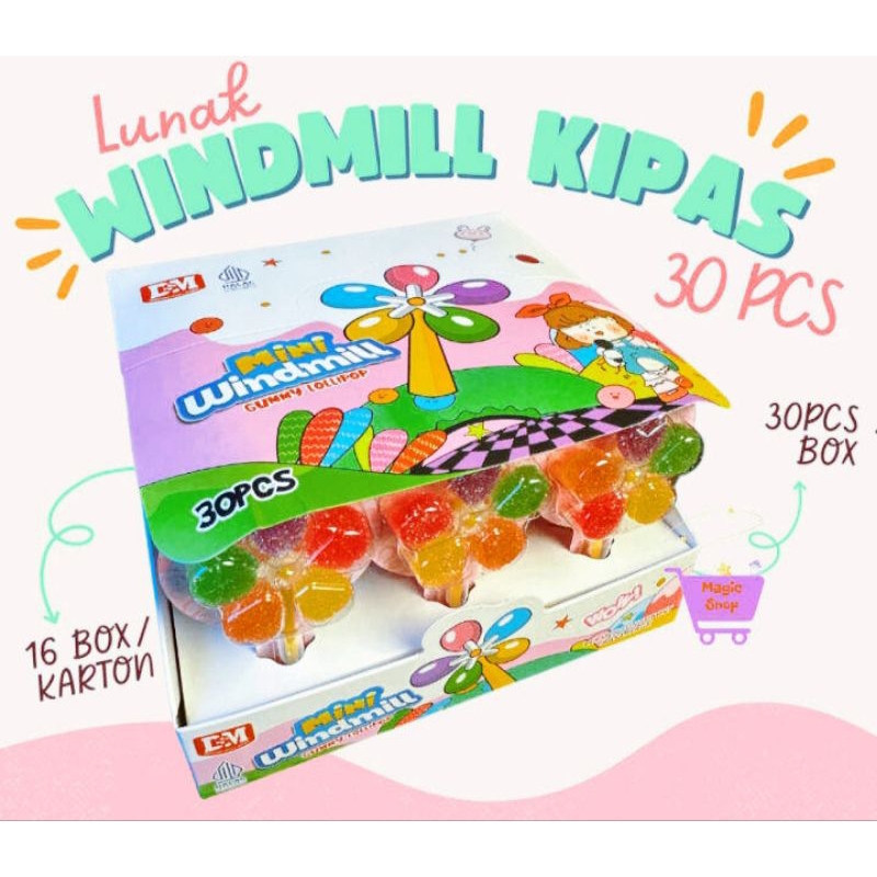 

Snack/Permen/Cemilan permen lunak Mini Windmill Gummy Lollipop isi 30 pcs