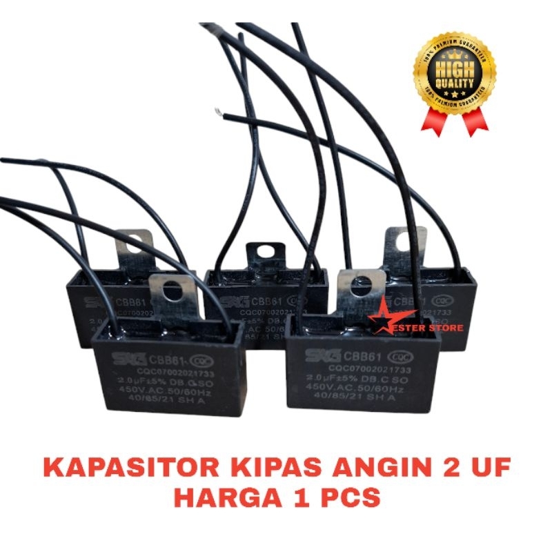 Kapasitor kipas angin CBB61 2 UF kapasitor kipas angin 2 kabel high quality