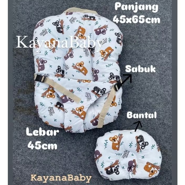 SOFA BAYI PREMIUM SABUK SIZE BESAR 45 X 65CM KASUR BAYI MULTIFUNGSI FREE BANTAL DAN SABUK
