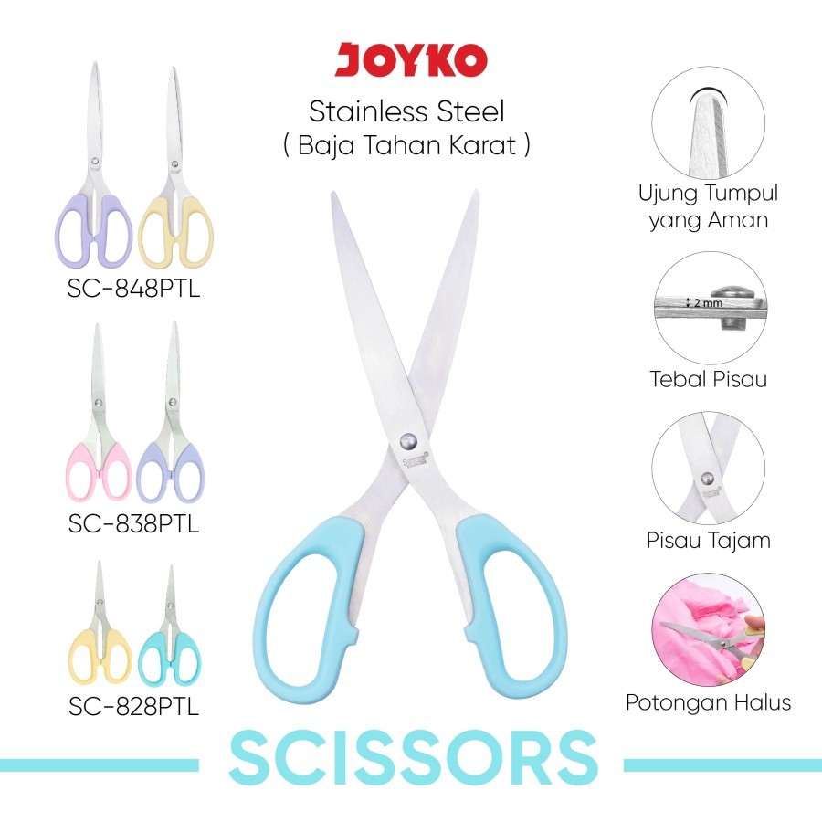 

BISA COD Joyko SC-838 Gunting Sedang / Pemotong / Medium Scissors Warna Pastel dan Hitam