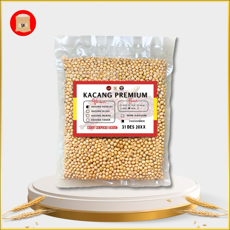 

1 kg Biji Kacang Kedelai Utuh Kualitas Super Premium Vakum Gluten Free - Premium Whole Yellow Soybean