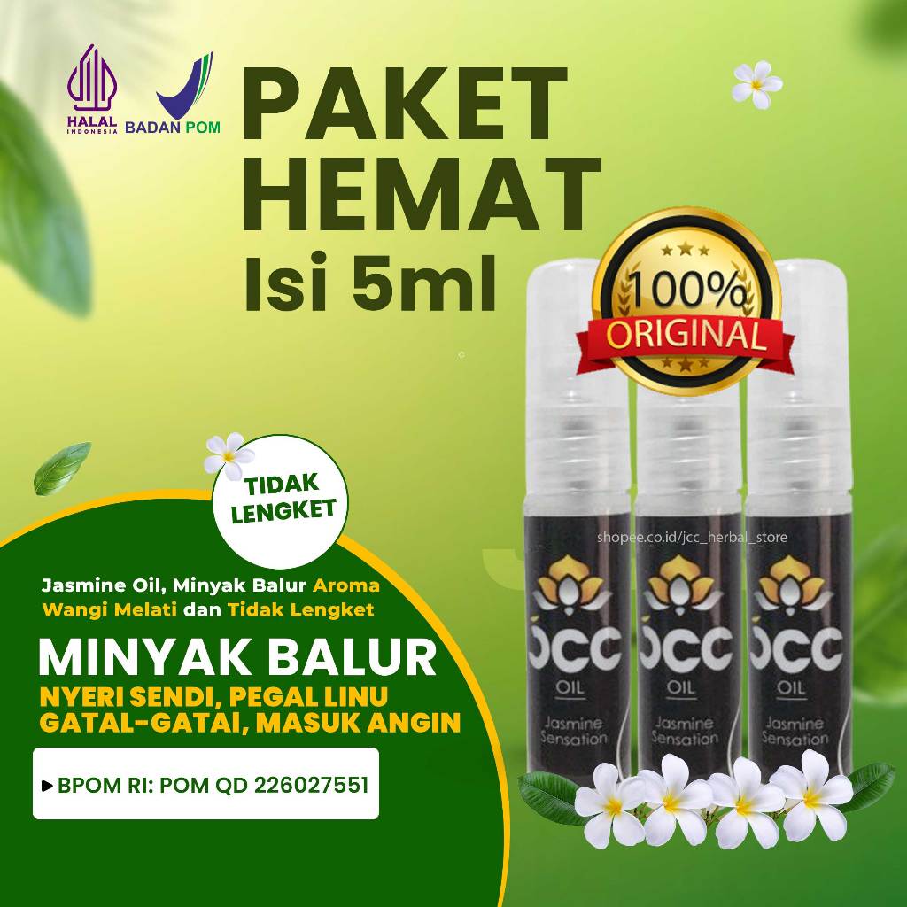 JCC Oil mini Minyak Aromaterapi Healing Oil Minyak Balur 100% original Minyak Pijat ukuran 5ml