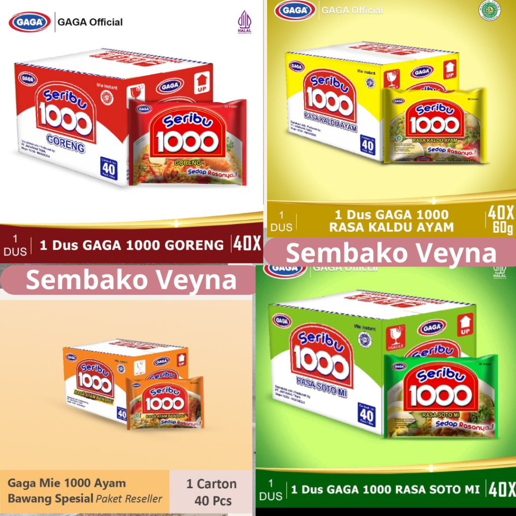 

Gaga 1000 Mie Instant 1 Dus Isi 40 Berbagai Varian Rasa