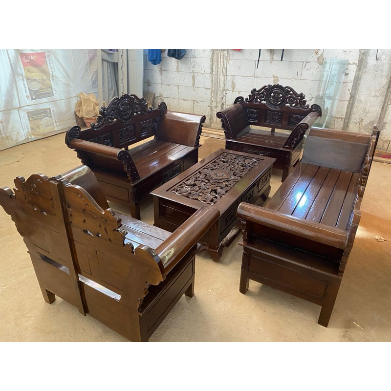 Kursi tamu jati Kursi tamu madura mahkota jati Kursi tamu ukir jati