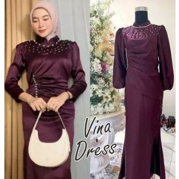 TERLARISVINA DRESS SATIN PREMIUM FULL PAYET MODERN//BAJU GAMIS KONDANGAN//DRESS KONDANGAN//TERCANTIK