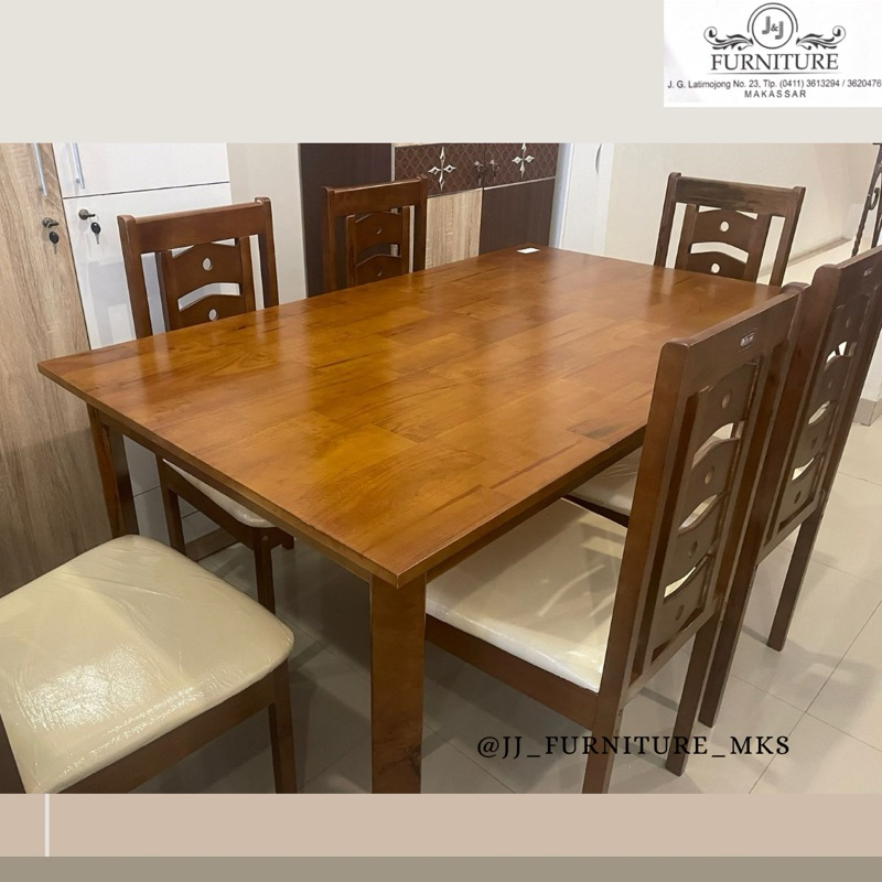 Meja makan kayu minimalis meja makan murah makassar kokoh