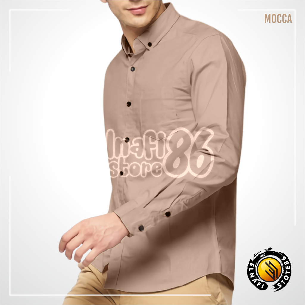 Kemeja Polos UNISEX Pria & Wanita Warna Mocca Baju Kemeja Kantor Cewek Cowok Coksu Bahan Katun