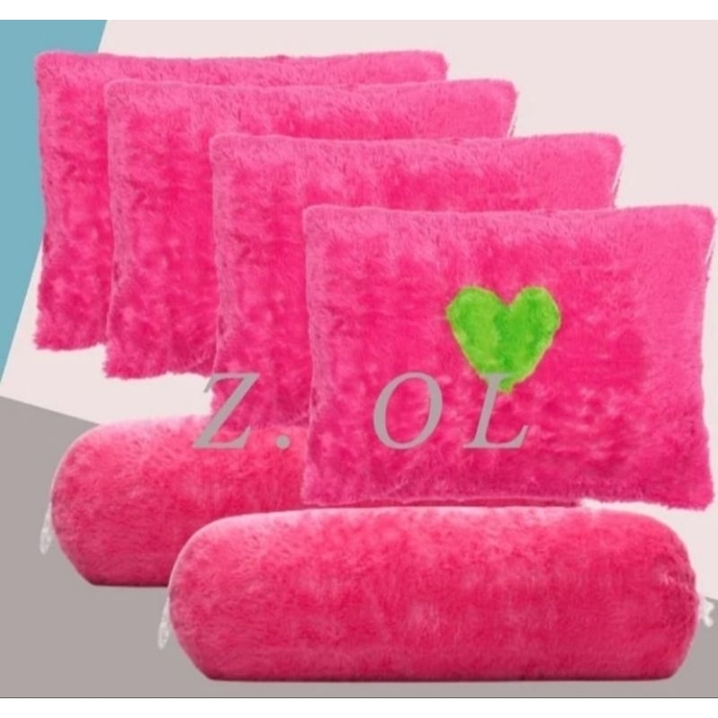 Sarung bantal bulu set lembut guling rafsur resleting korea jumbo bulu2 tidur panjang polos