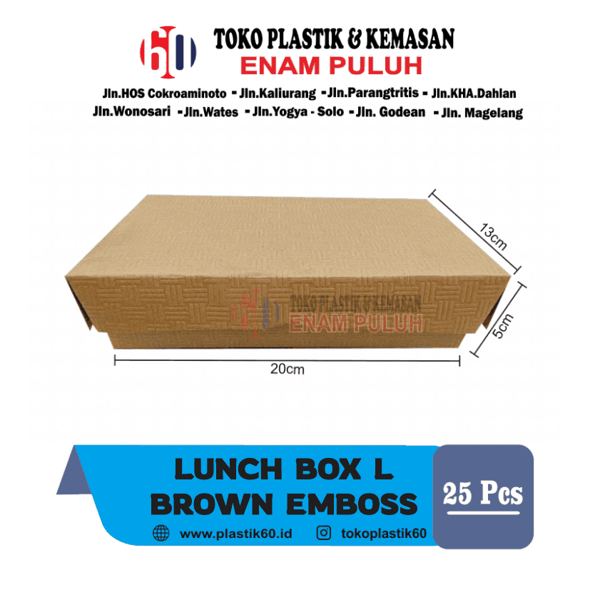 Lunch box L paper brown emboss  isi 25 pcs hemat berkualiatas lunch box L emboss