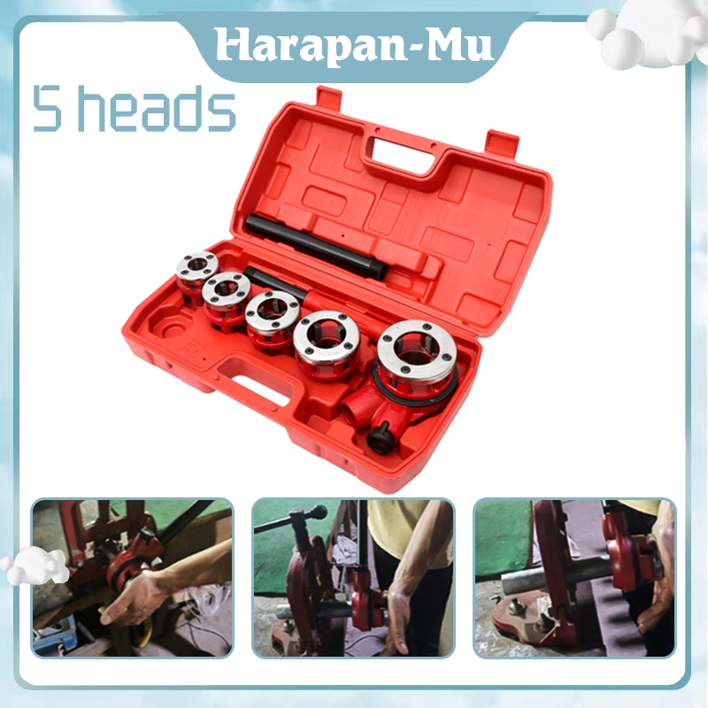 Senai Pipa Set Tipe 62 Snei Pipa Alat Drat Pipa 5 Cetakan Pipe Threader Dengan Kotak Penyimpanan