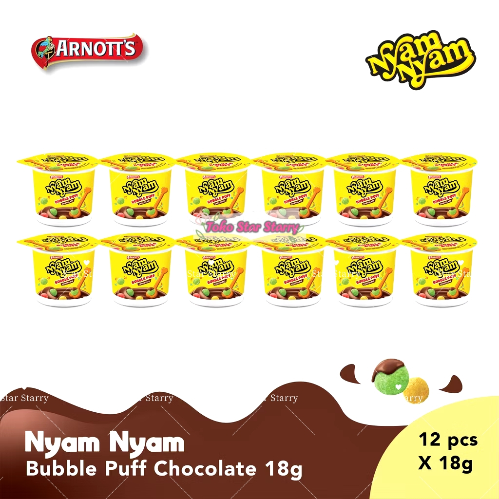 

[Per Cup] Nyam-Nyam Bubble Puff Chocolate 18 gr @12Cup. 1Pack = 12 cup nyam nyam Snack Viral Halal MUI BPOM Nyamnyam bubblepuff