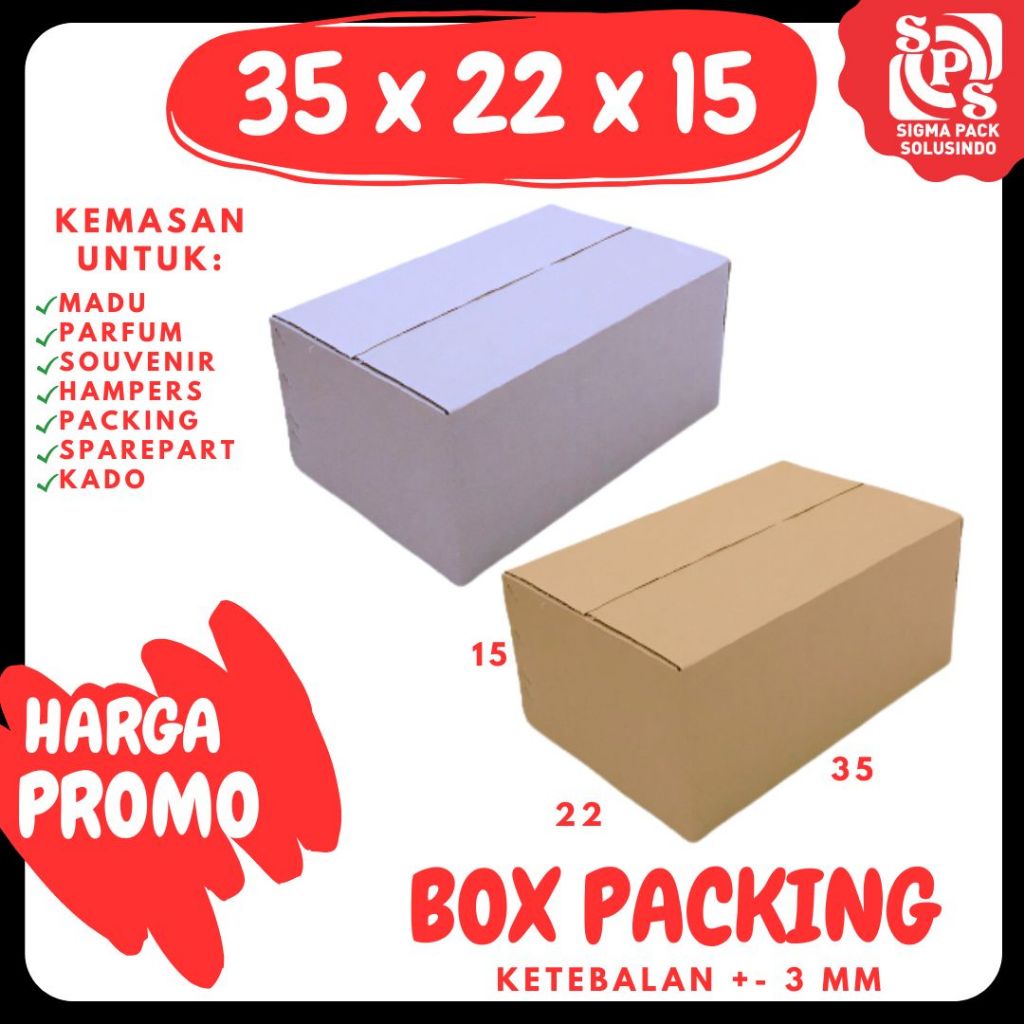 

Kardus 35x22x15 A1 Box Dus Packing Kotak Kemasan Karton Souvenir Sparepart Kosmetik