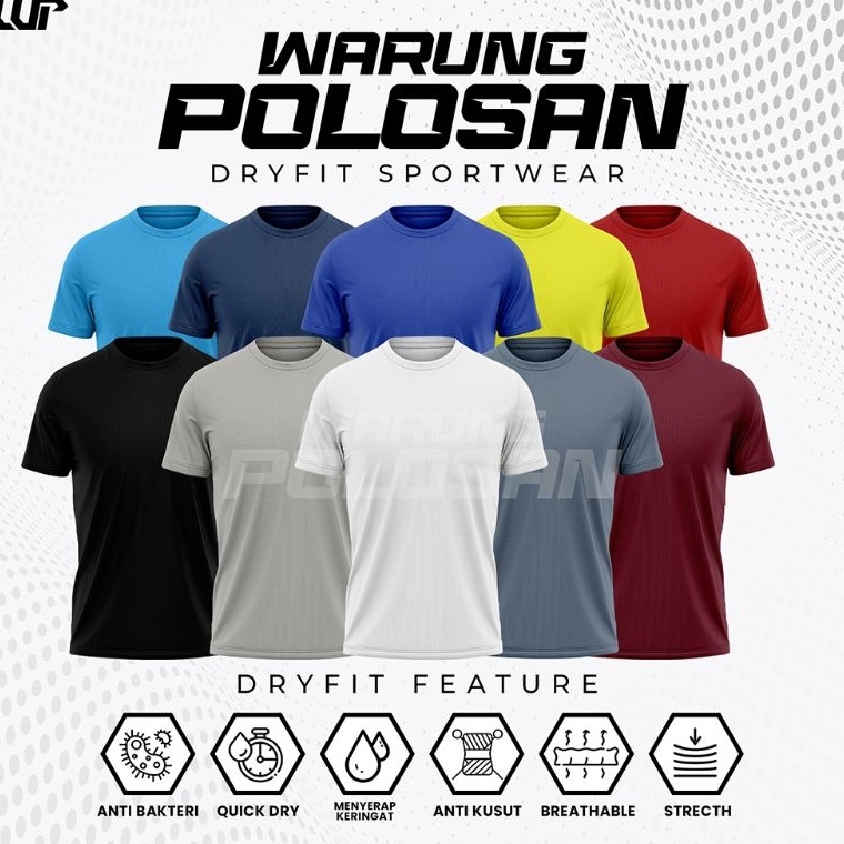 KODE J52J WP  Kaos Olahraga Dryfit Sport Baju Running Jogging Gym Yoga Senam Lengan Pendek Pria Prem