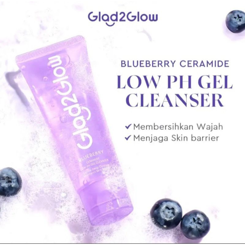 Glad2glow blueberry ceramide low PH Gel Cleanser | sabun muka glad2glow