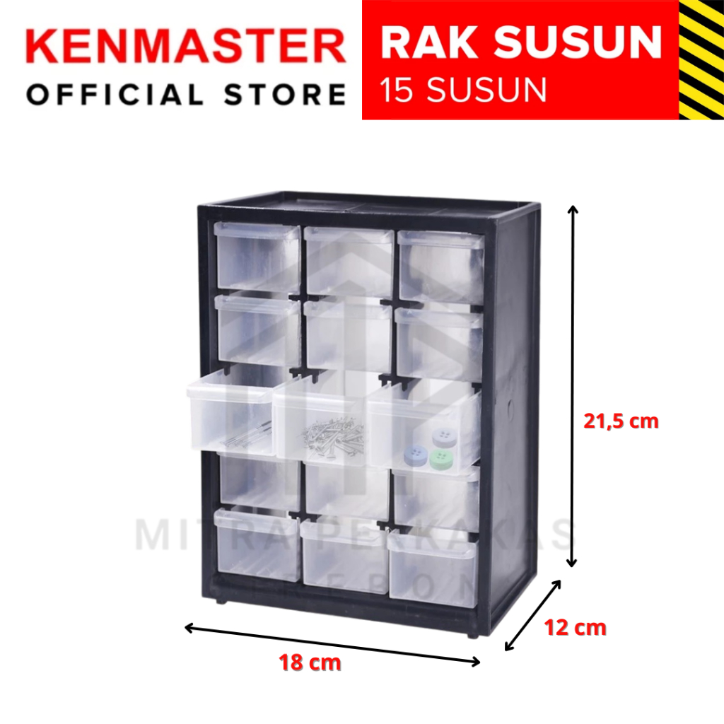 Kenmaster Rak Susun Mini 15 Laci Rak Drawer / Excel 15 susun / Rak komponen